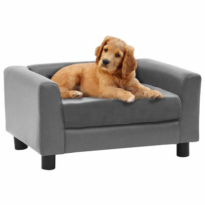 Vidaxl Sofá Para Perros Felpa Y Cuero Sintético Gris 60x43x30 Cm_1