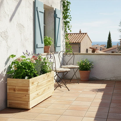 Jardinera Rectangular De Madera Tratada 90x30x40 Cm Ghio Hortalia_1