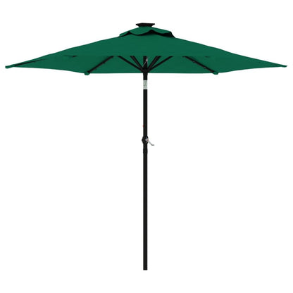 Vidaxl Sombrilla Jardín Con Luces Led Poste Acero Verde 225x225x212 Cm_0