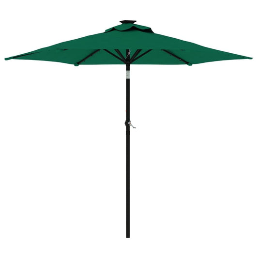 Vidaxl Sombrilla Jardín Con Luces Led Poste Acero Verde 225x225x212 Cm_0