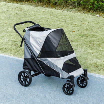 Pawhut Cochecito Para Perros Plegable Con Marco Amortiguador 124x67x100 Cm Gris_1