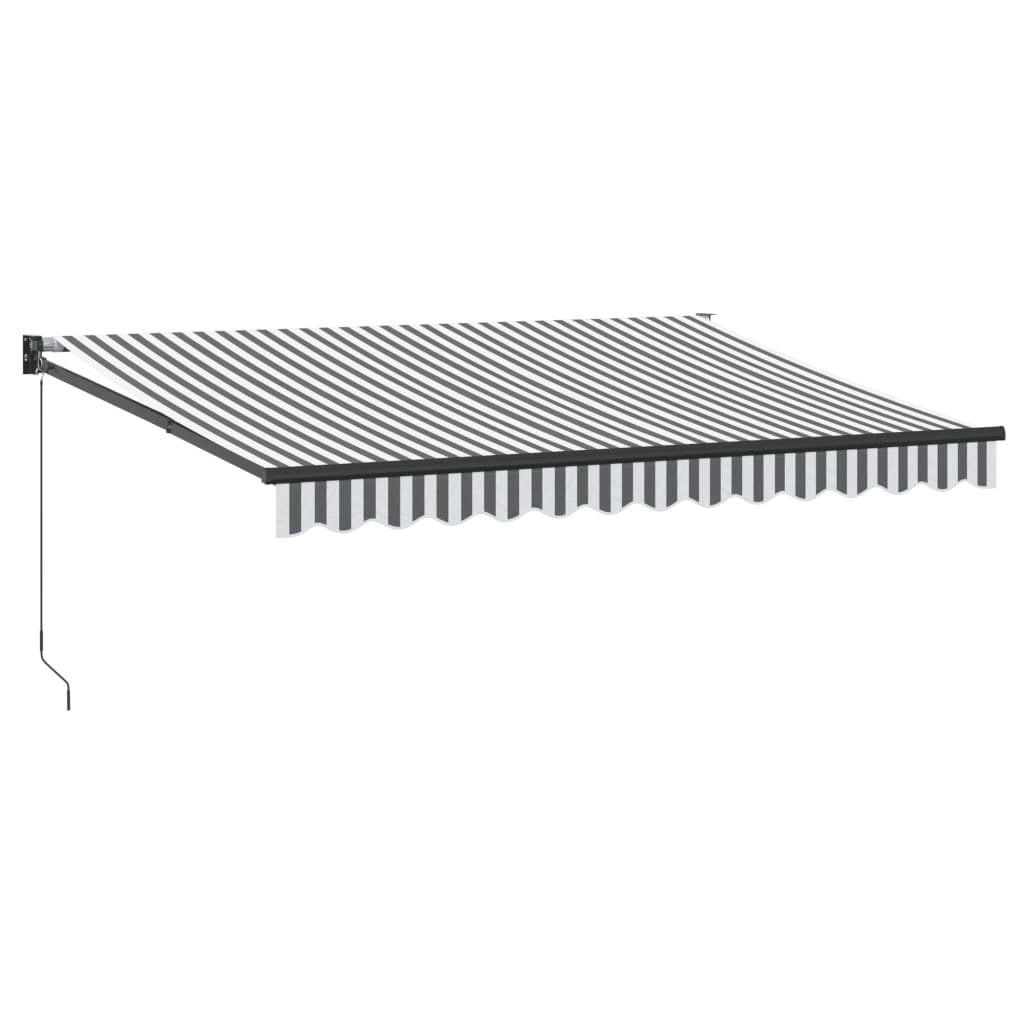 Toldo Retráctil Aluminio Y Tela Antracita Y Blanco 3,5x2,5 M_0