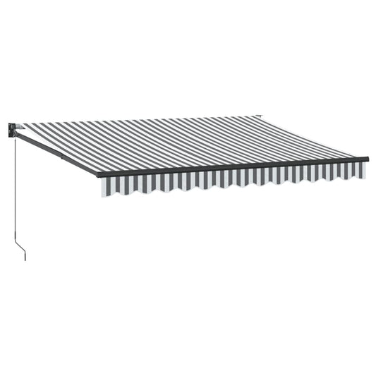 Toldo Retráctil Aluminio Y Tela Antracita Y Blanco 3,5x2,5 M_0