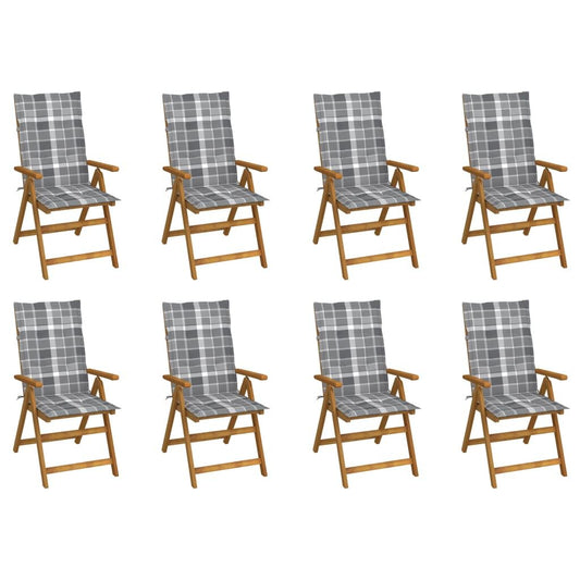 Vidaxl Sillas De Jardín Plegables Y Cojines 8 Uds Madera Maciza Acacia_0