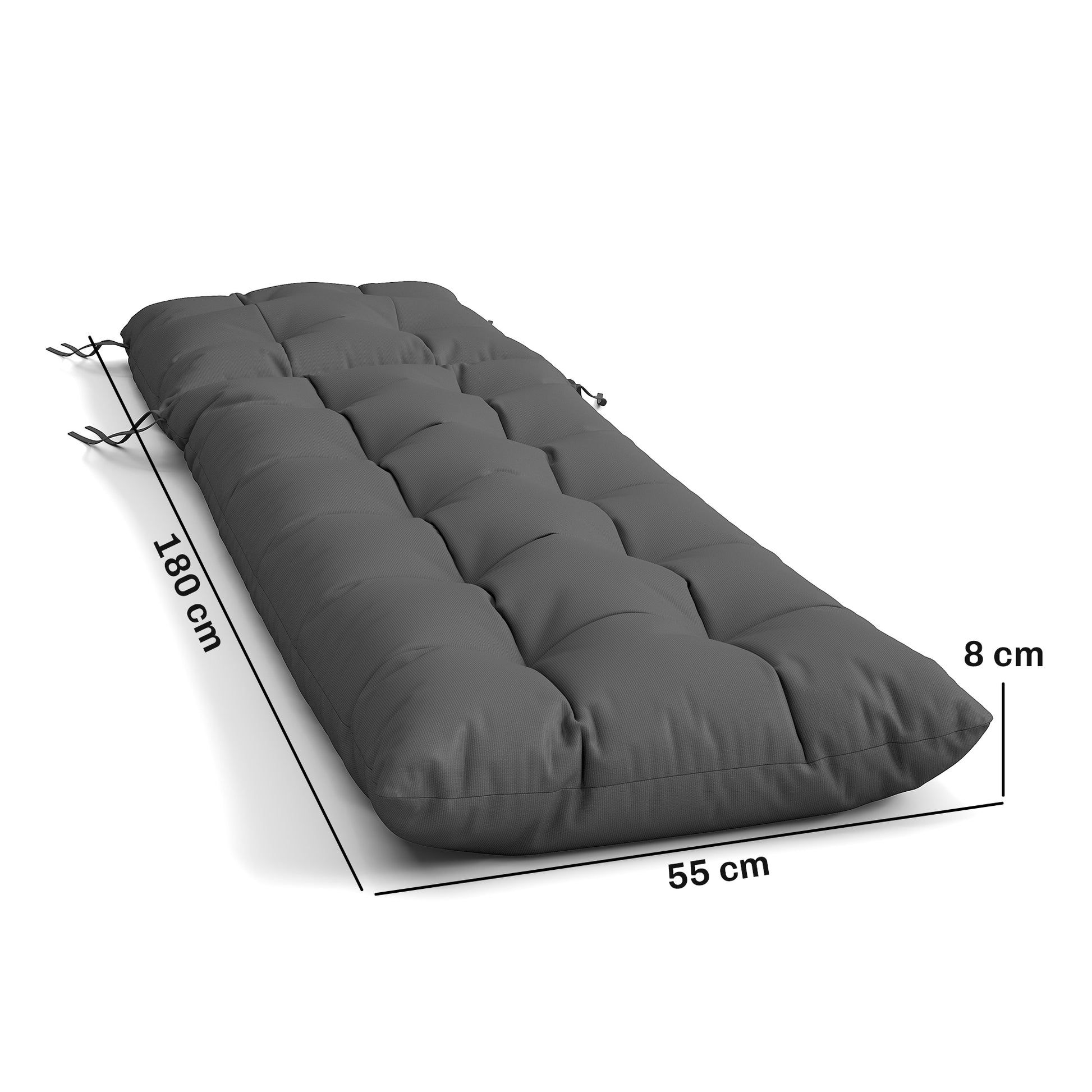Outsunny Juego De 2 Cojines Para Tumbonas 180x55x8 Cm Con 4 Cintas Upf30+_2