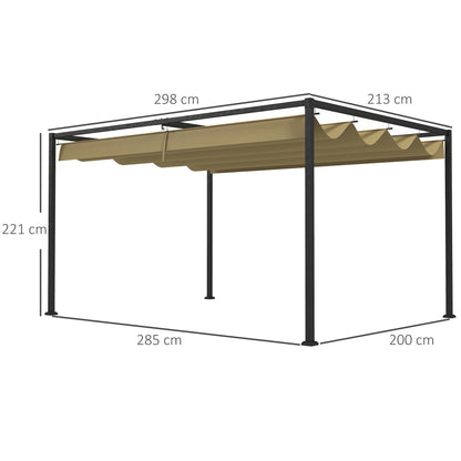 Outsunny Pérgola 3x2 M Cenador Jardín Con Techo Retráctil Poliéster Para Fiestas_2