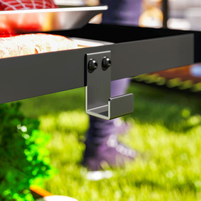 Outsunny Carrito De Parrilla De 3 Niveles Con 2 Ruedas Estantes Y Asa Gris_4