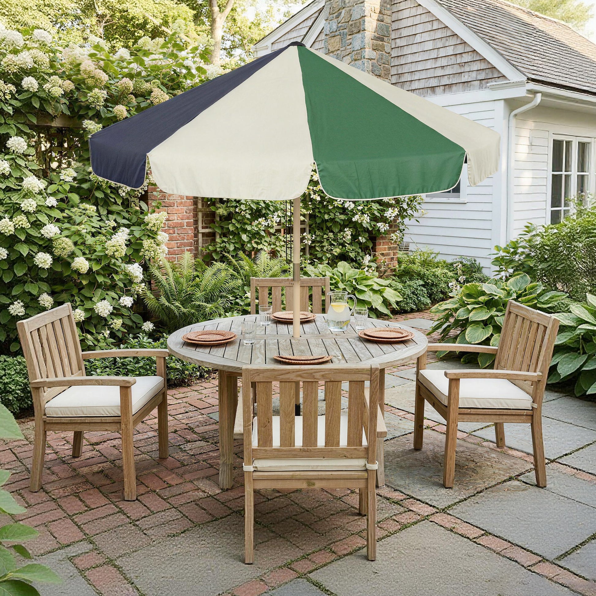 Outsunny Sombrilla Terraza Exterior Ø2,3 M Marco Efecto Madera Polea Con Cuerda_4