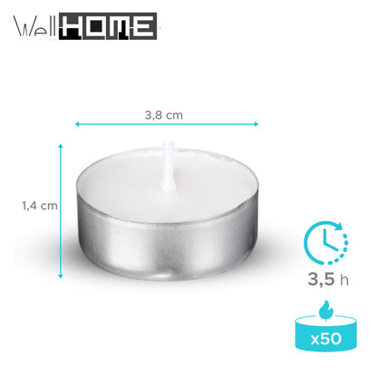 Well Home - Lote De 50 Velas Blancas Ø3,8cm