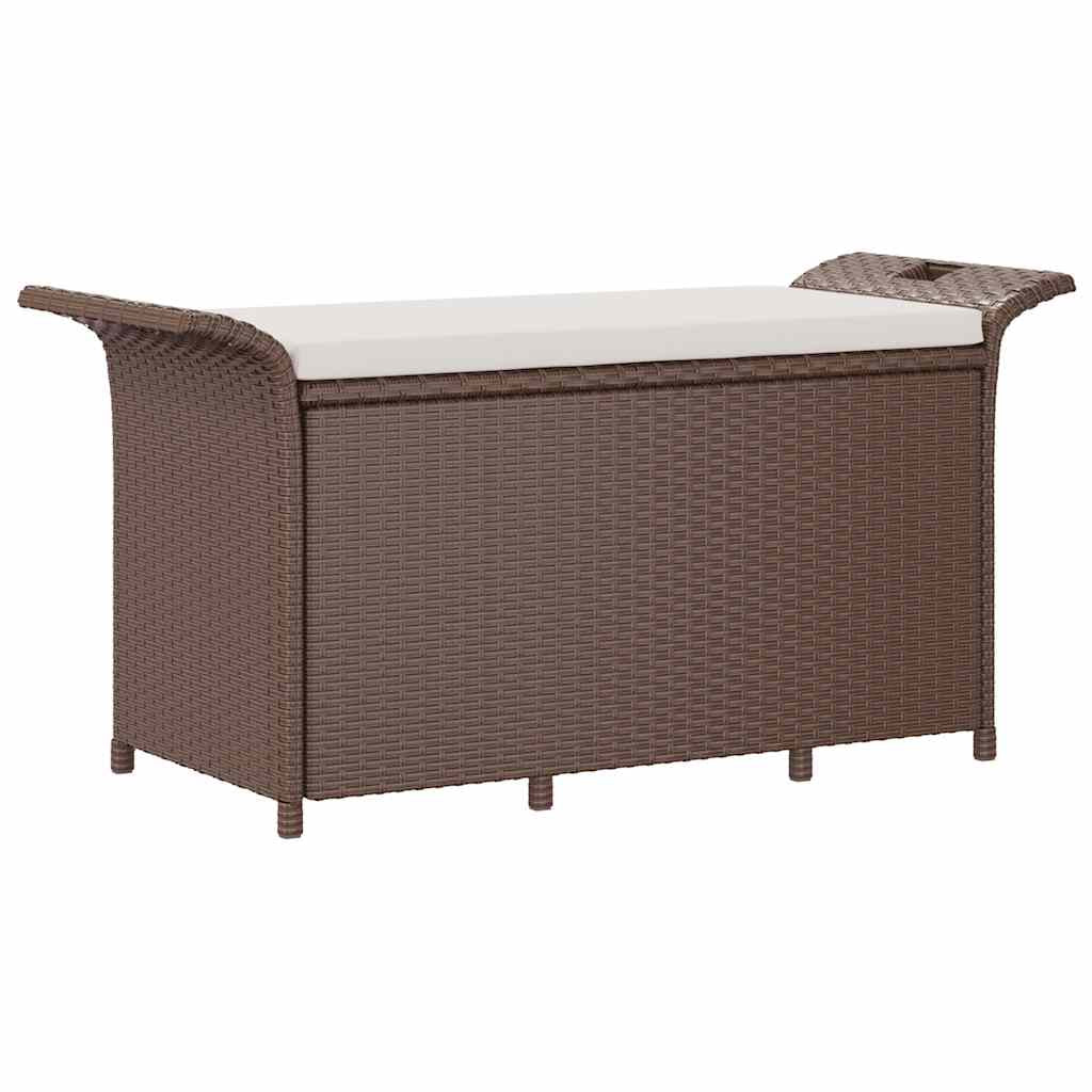Vidaxl Banco De Jardín Con Cojín Ratán Sintético Marrón 116x46x57 Cm_0