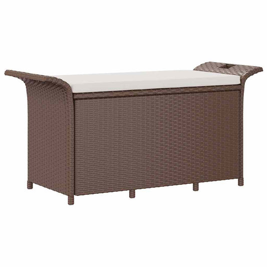 Vidaxl Banco De Jardín Con Cojín Ratán Sintético Marrón 116x46x57 Cm_0