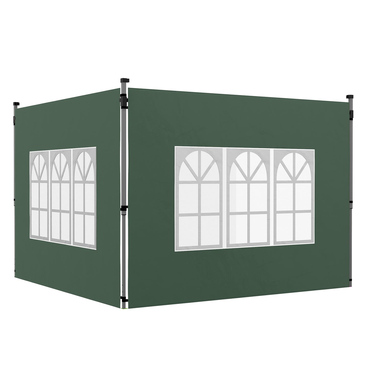 Outsunny Paredes Laterales Para Carpa De 2 Paneles 295x195 Cm Con Ventana Verde_0