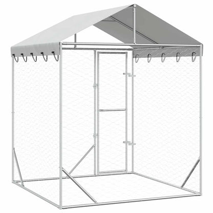 Perrera De Exterior Con Toldo Acero Galvanizado Plata 2x2x2,5 M_5