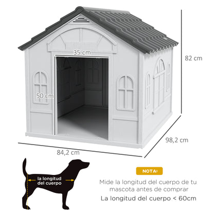 Pawhut Caseta Para Perros Exterior Con Techo De Tejas De Imitación Gris Y Blanco_2