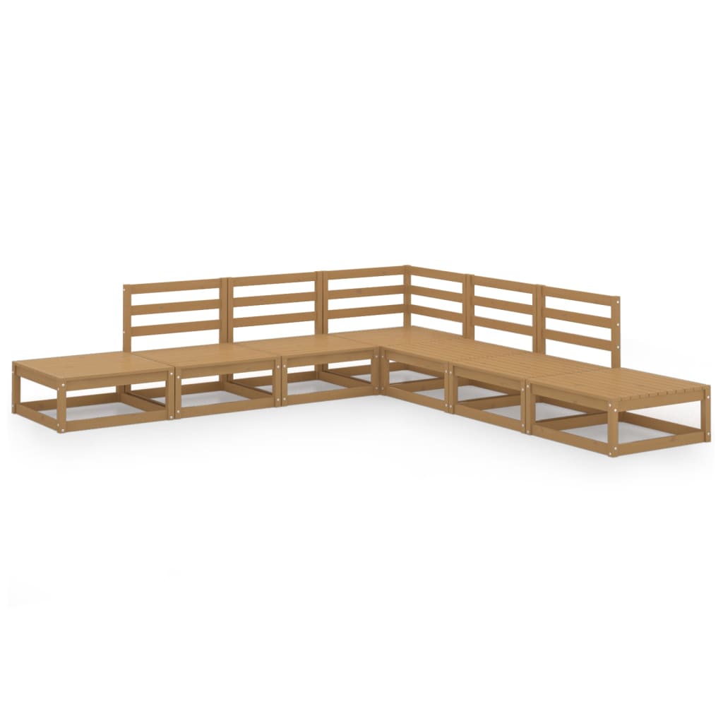 Muebles De Jardín 7 Piezas Marrón Miel Madera Maciza De Pino / Vetonek_1