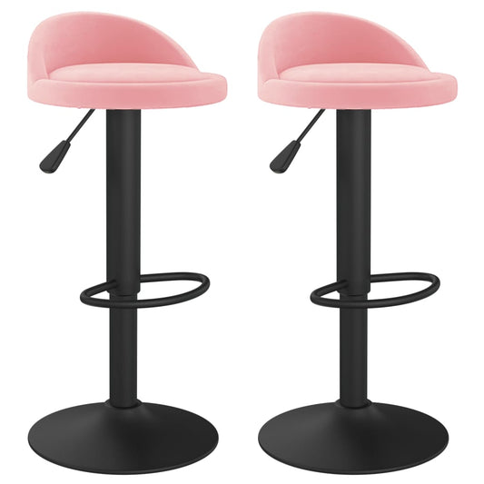 Taburetes De Cocina 2 Unidades Terciopelo Rosa_0