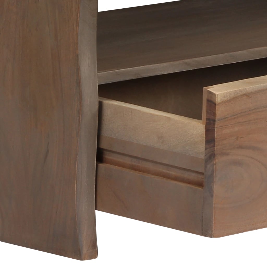 Mesa De Centro Borde Vivo Madera Maciza Acacia Gris 90x50x40 Cm_2