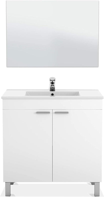 Mueble Lc1-80 De Baño - 2 Puertas + Espejo_1
