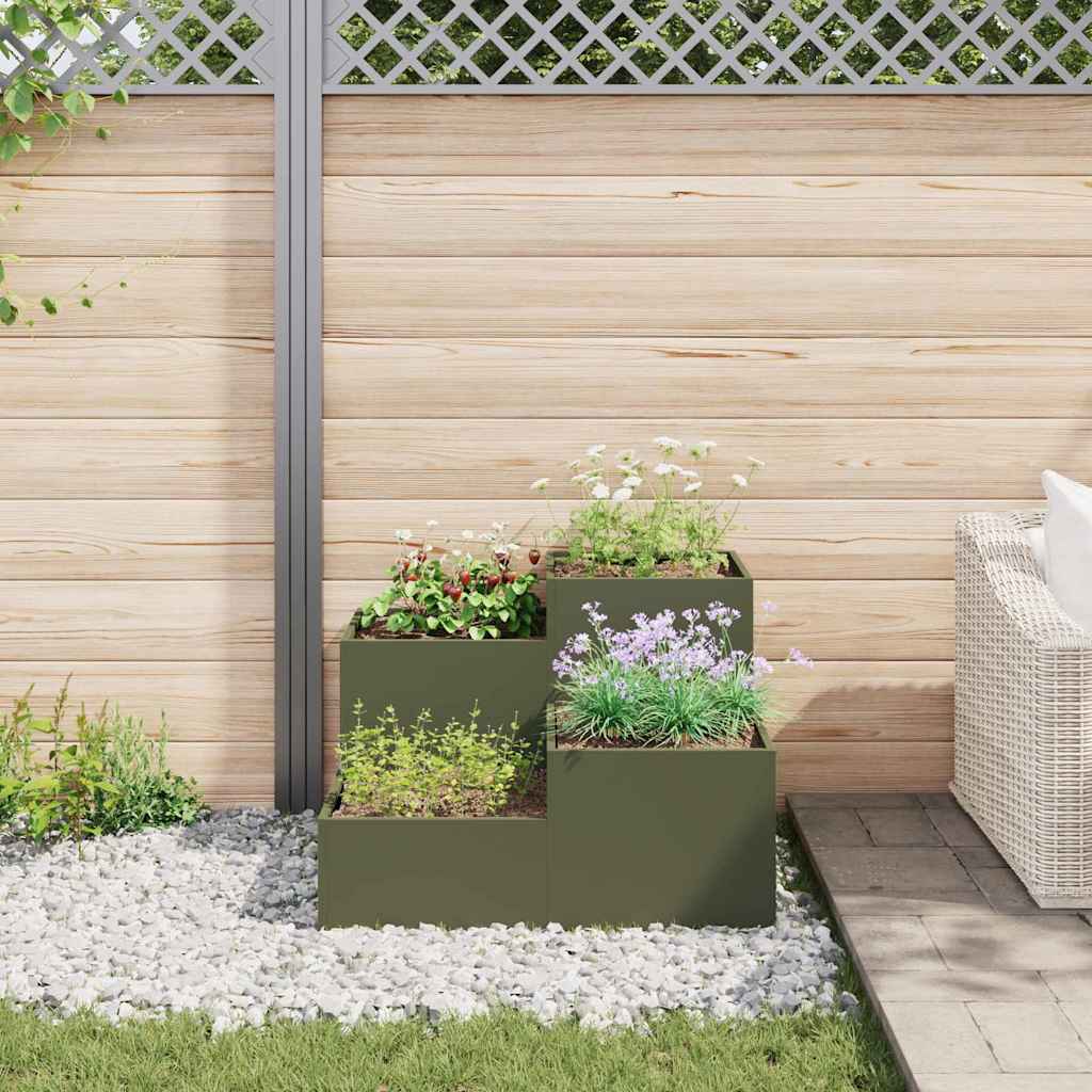 Maceta Para Jardín Verde Oliva 80 X 80 X 60 Cm Acero_3