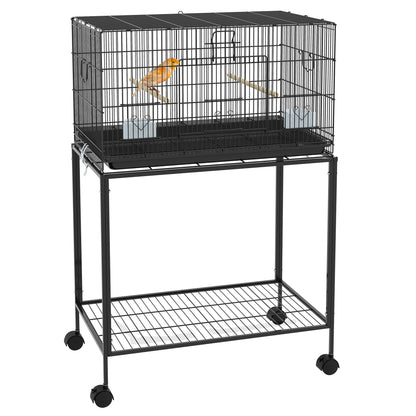 Pawhut Jaula Para Pájaros Con Ruedas 77x46x119 Cm Con Bandeja Extraíble Negro_0