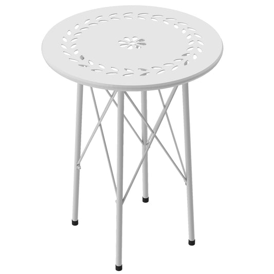 Outsunny Mesa De Jardín Redonda Ø40x50 Cm Para Interior Y Exterior Blanco_0