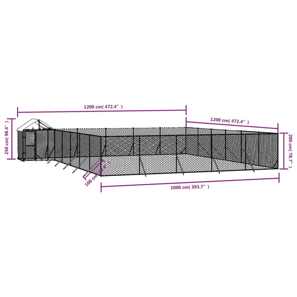 Vidaxl Perrera Exterior Con Toldo Acero Galvanizado Plata 12x12x2,5 M_2