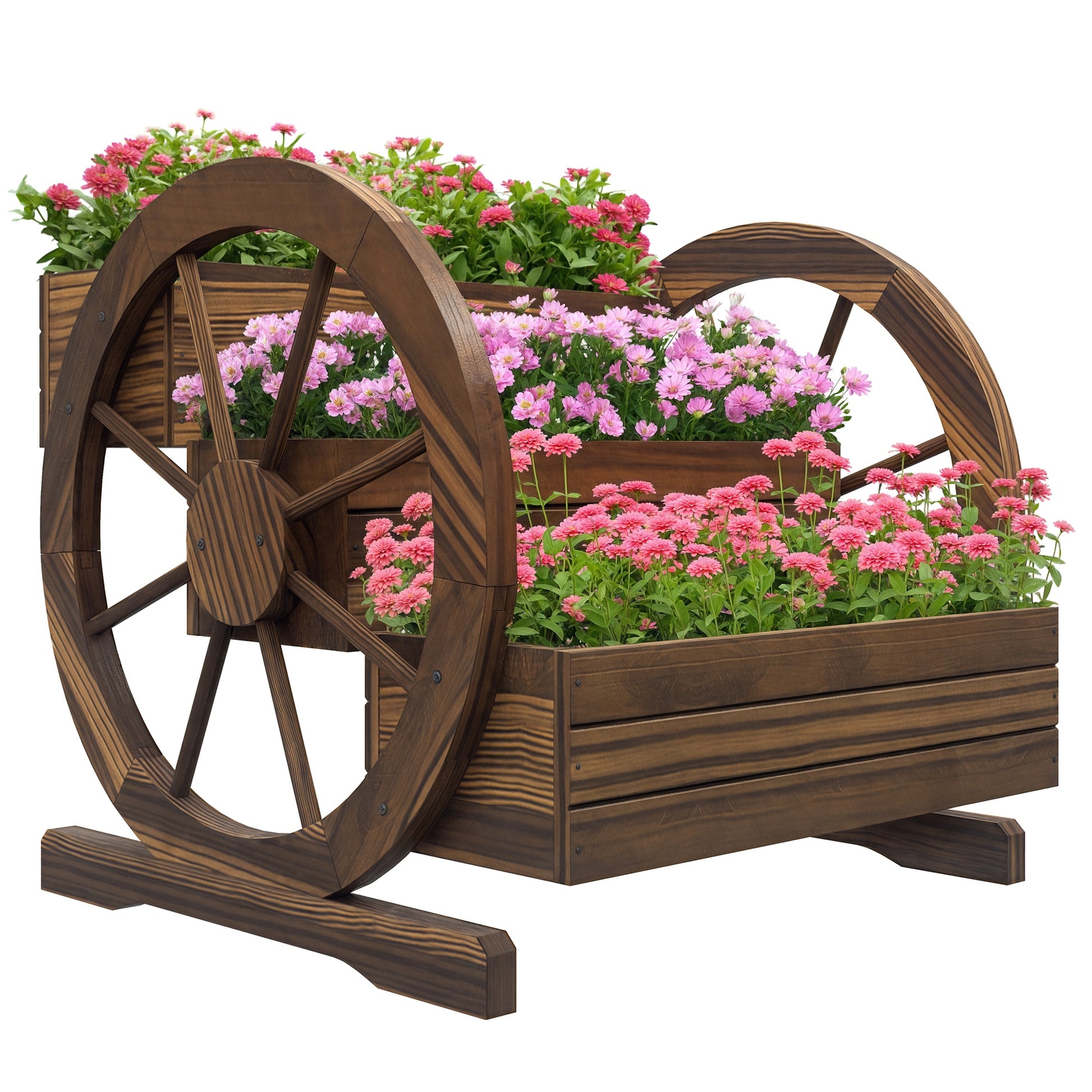 Outsunny Jardinera De Madera Macetero De 3 Niveles 61x62x57 Cm Carbonizado_0