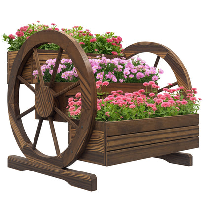Outsunny Jardinera De Madera Macetero De 3 Niveles 61x62x57 Cm Carbonizado_0