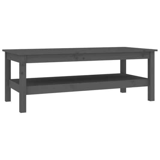 Mesa De Centro De Madera Maciza De Pino Gris 110x50x40 Cm_0
