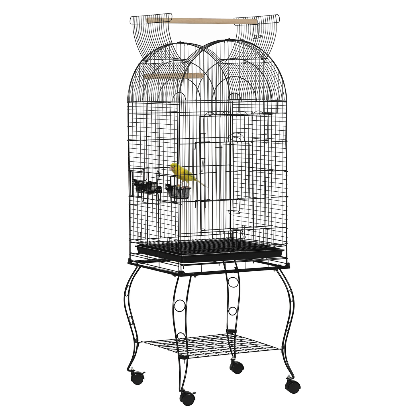 Pawhut Jaula Para Pájaros Con Ruedas Y Estante_0