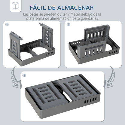 Pawhut Comedero Elevado Para Perros Con 2 Platos Altura Ajustable 44x27,7x28 Cm_5