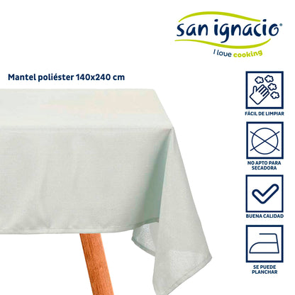 Mantel Poliester 140x240cm Verde Palo Colección Kinvara