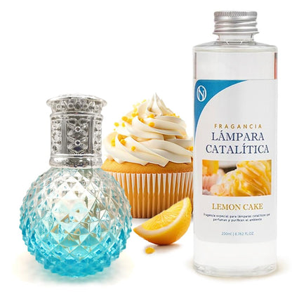 Lámpara Catalítica Blue Diamonds + Fragancia Aroma Lemon Cake 200 Ml - Elimina Malos Olores, Impurezas Y Perfuma_0