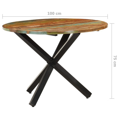 Mesa De Comedor Madera Maciza Reciclada Redonda 100x100x75 Cm_4