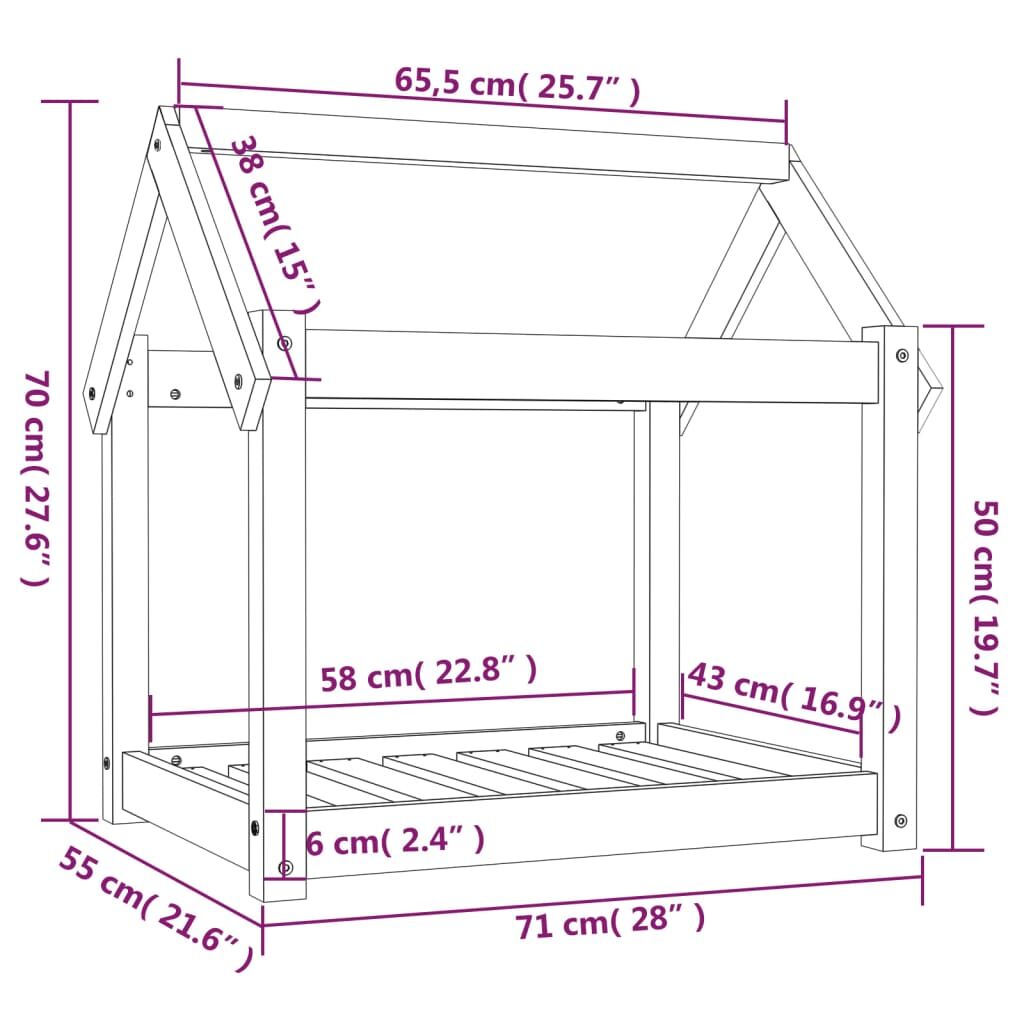 Vidaxl Cama Para Perros Madera Maciza Pino Marrón Miel 71x55x70 Cm_2
