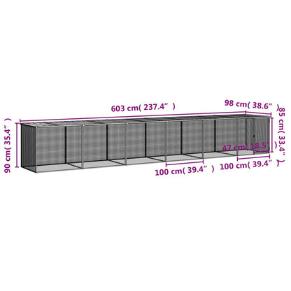 Vidaxl Gallinero Con Techo Acero Galvanizado Antracita 603x98x90 Cm_2