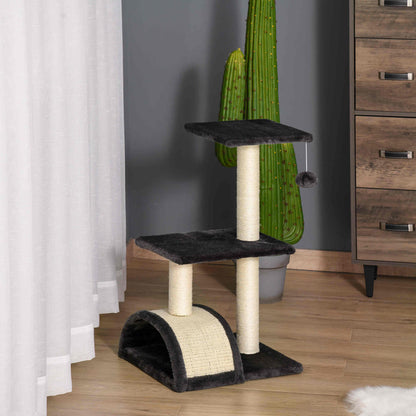 Pawhut Rascador Para Gatos Medianos Con Postes De Sisal Y Plataformas Gris_1