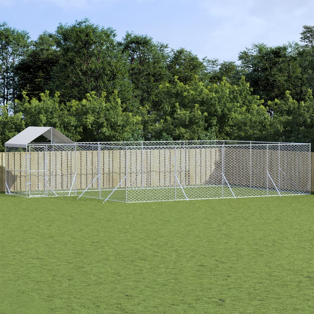 Vidaxl Perrera De Exterior Con Toldo Acero Galvanizado Plata 10x6x2,5m_1
