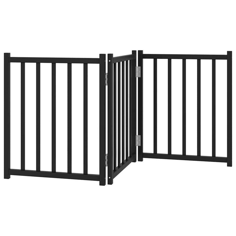 Vidaxl Puerta De Perros Plegable 3 Paneles Madera Abeto Negro 150 Cm_5
