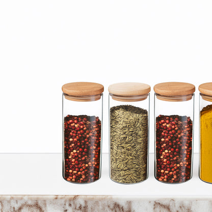 Wellhome - Tarro De Vidrio Y Madera, Cierre Hermético 1.3l
