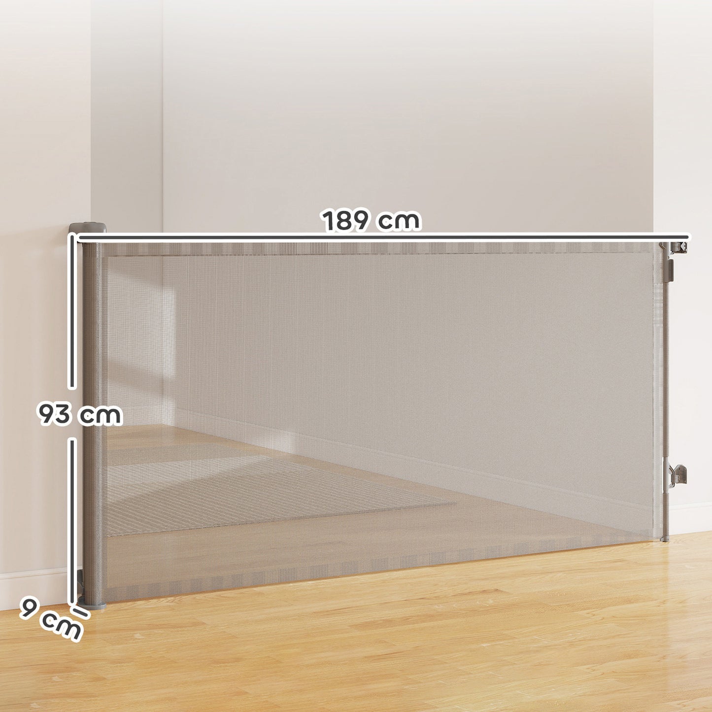 Pawhut Barrera De Seguridad Para Perros Retráctil Extensible Hasta 180 Cm Gris_2