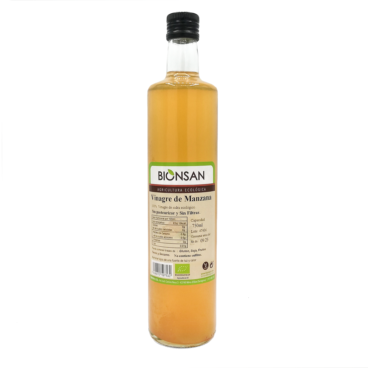 Vinagre De Manzana Ecológico Sin Filtrar Y Sin Pasteurizar Eco Bionsan 750ml_0