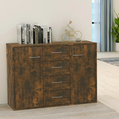 Aparador Madera Contrachapada Color Roble Ahumado 88x30x65 Cm / Vetonek_4