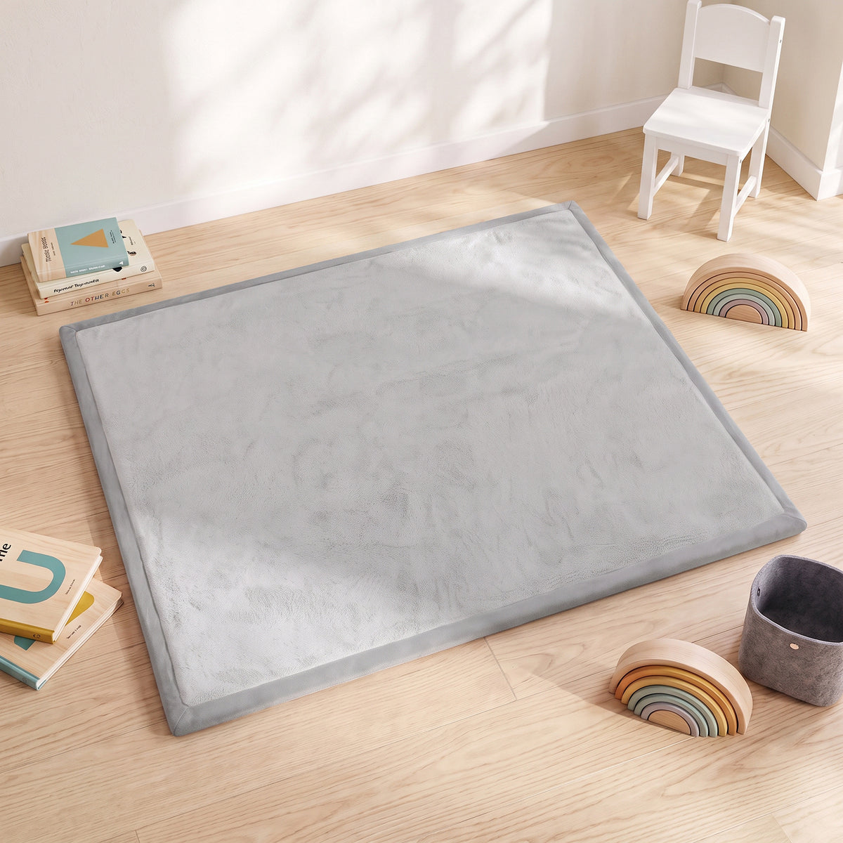 Tapete Infantil Aiyaplay Espuma, Franela Cinzento Claro 180x150x3 Cm_1