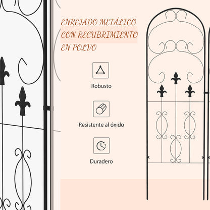 Outsunny Juego De 2 Enrejados De Jardín De Acero Con Antióxido 45x150 Cm Negro_5
