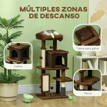 Pawhut Árbol Rascador Para Gatos Altura 104cm Con Almohadilla Para Rascar Marrón_3