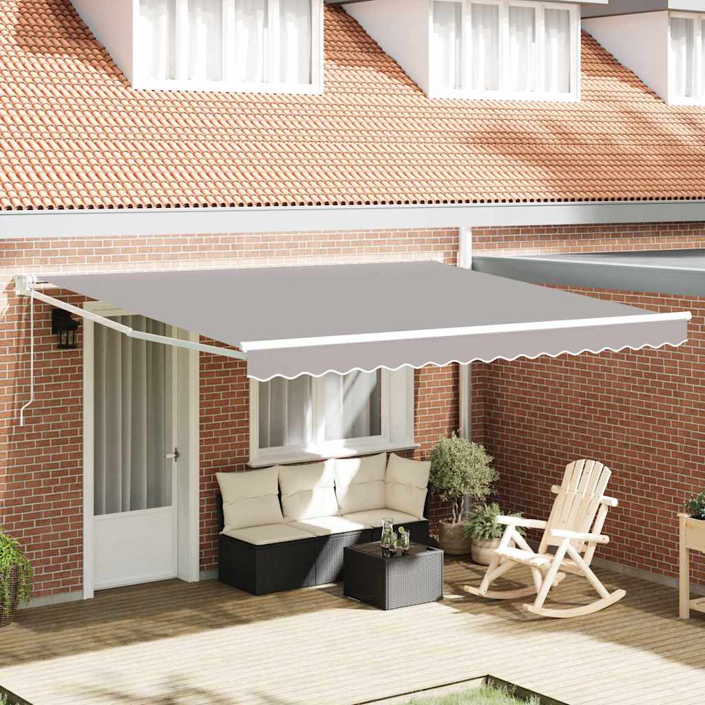 Toldo Retráctil Gris Claro 400 X 300 Cm Poliéster Y Metal_1