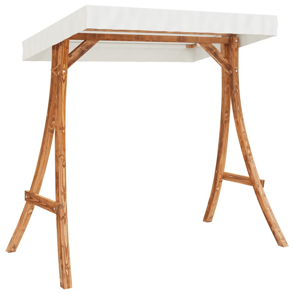 Tumbona Columpio Con Toldo Madera Maciza Abeto Acabado De Teca_4