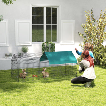 Pawhut Jaula Para Animales Pequeños De Acero Con Puertas 185x75x75 Cm Verde_4