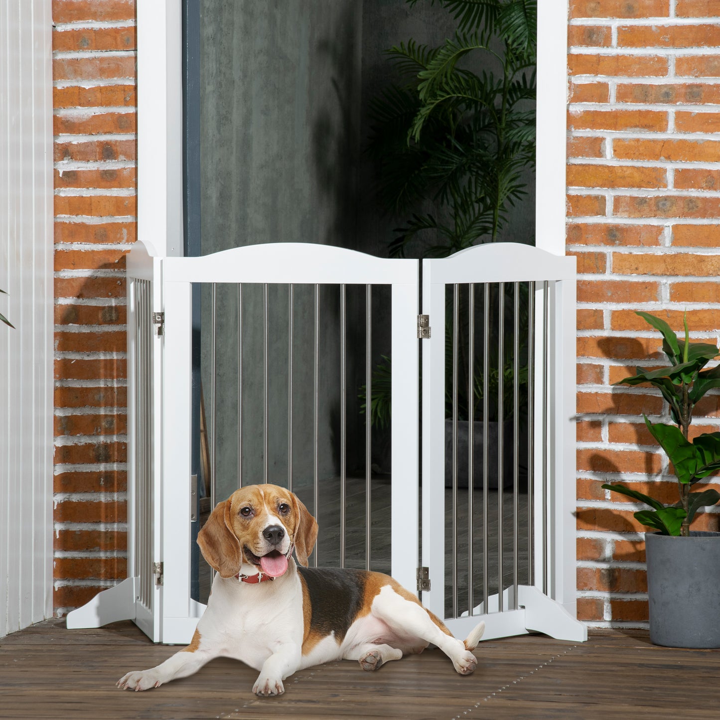 Pawhut Barrera De Seguridad Para Perros Plegable 154x30x80 Cm Con Soporte De Pie_1
